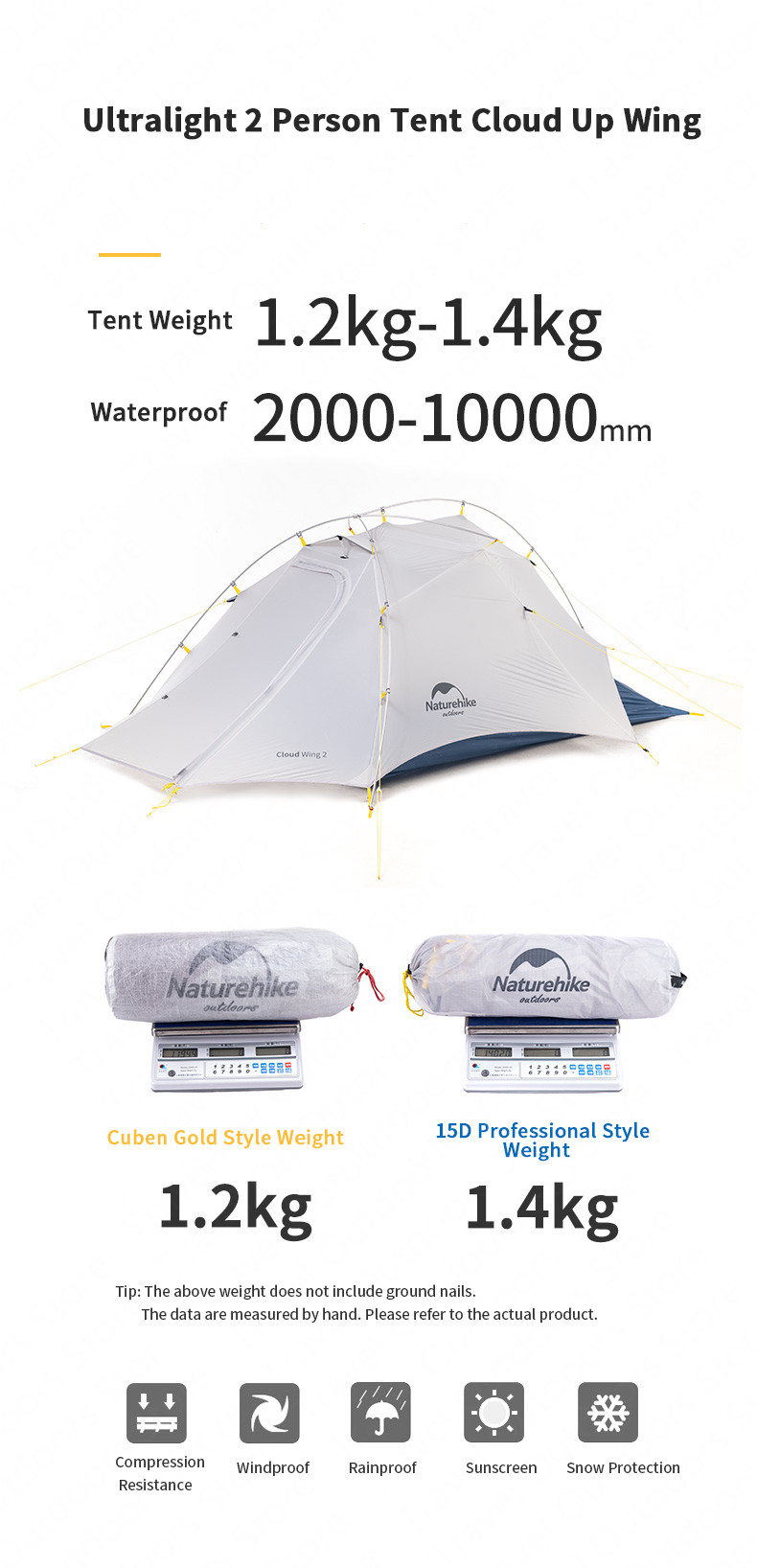 Cheap Goat Tents  Cloud Up   Wing UltraLight 15D 1.5KG 2 Person tent for Outdoor Camping Hiking With Free Mat Tents 